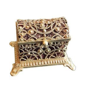Antique Victorian Decorative Brass Jewelry/Ring Casket (A1712)